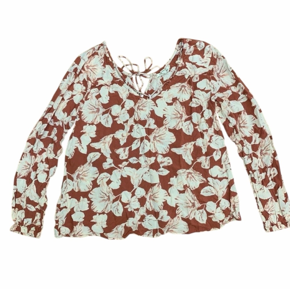 Billabong Sunset Floral Lattice Terracotta Rust Blouse 
Boho Coastal - Medium - Picture 4 of 11